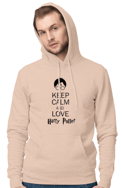 Men's hoodie with prints Keep calm and love Harry Potter. Book, franchise, gryffindor, harry potter, hogwarts, keep calm, movie. 2070702