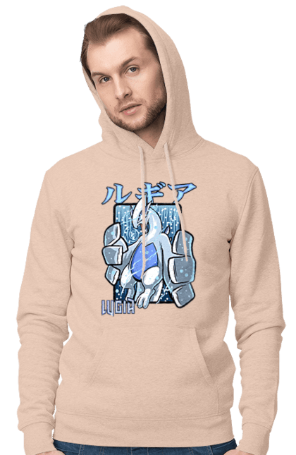 Men's hoodie with prints Pokemon Lugia. Anime, games, lugia, nintendo, pokemon, pokemon go. 2070702