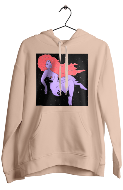 Чоловіче худі з принтом "Фіолетова Дівчина В Чорній Дирі". Дівчина, лапають. 2070702