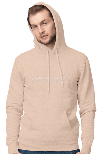 Men`s hoodie with prints Driver Without Math, White. Automaton, driver, inscription, soldier. 2070702