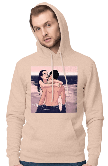 Чоловіче худі з принтом "Парочка Обнімається В Річці". Голо, кохання, пара. 2070702