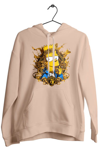 Men's hoodie with prints Bart Simpson Versace. Bart, cartoon, serial, simpson, versace. 2070702