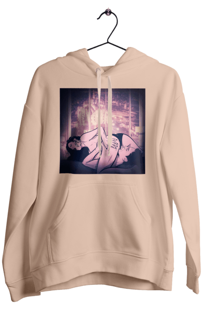 Чоловіче худі з принтом "Дорослі Ігри На Тлі Міста". Гола, кохання, лизати, трусики. 2070702