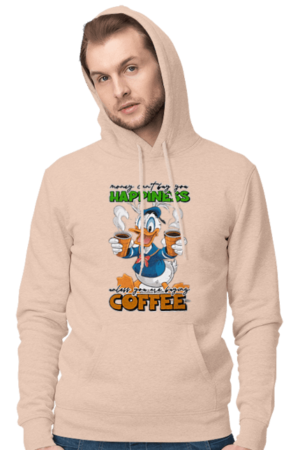 Мужское худи с принтом Дональд Дак Кофе. Disney, donald duck, дисней, дональд дак, кофе, мультсериал, мультфильм, чашка. 2070702