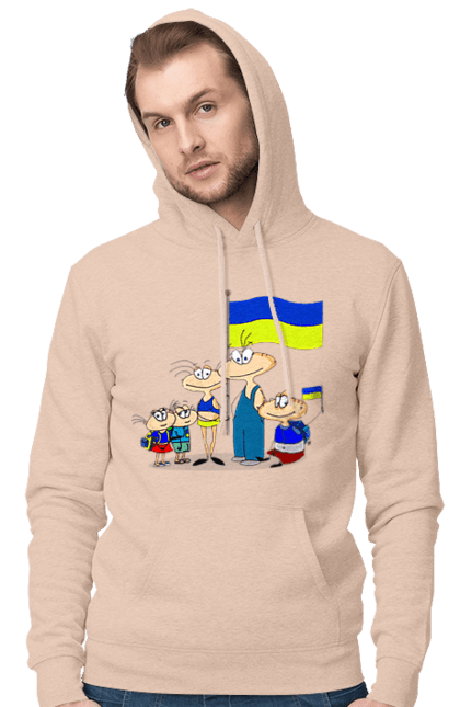 Чоловіче худі з принтом "Україна давай". Масяня, нас багато, разом, україна. ART принт на футболках