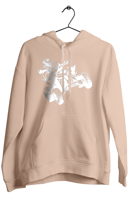 Men`s hoodie with prints Man On Atv White. Atv, extreme, race. 2070702