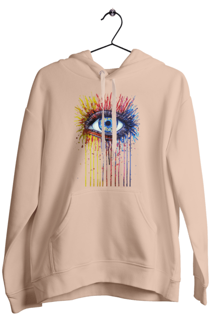 Чоловіче худі з принтом "Барвисто Тече Око". Очей, фарби. 2070702