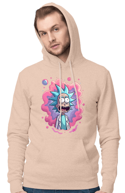 Мужское худи с принтом Рик и Морти. Rick and morty, мультфильм, научная фантастика, приключения, рик, рик и морти, сериал. 2070702