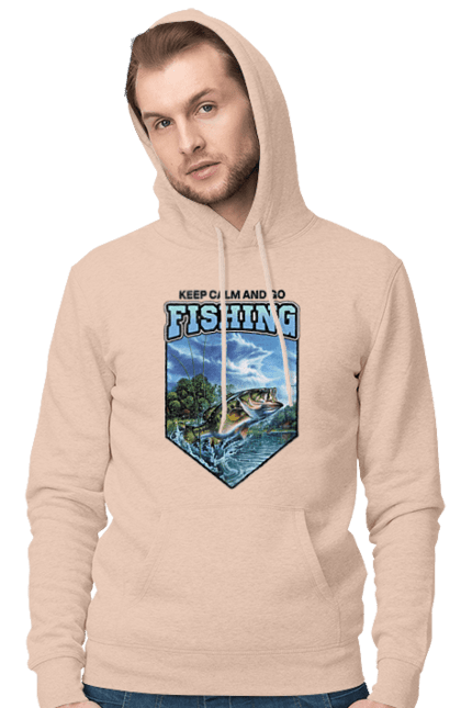 Чоловіче худі з принтом "Keep Calm and Go Fishing". Відпочинок на природі, для рибалок, для чоловіків, мисливці та риболови, природа, рибалка, риболовля, спінінг, хоббі. 2070702
