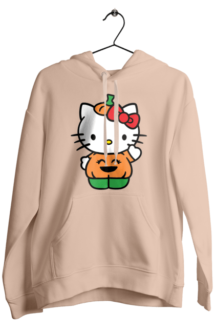 Мужское худи с принтом Хелло Китти Хэллоуин. Halloween, hello kitty, бренд, котенок, персонаж, тыква, хелло китти, хэллоуин. 2070702