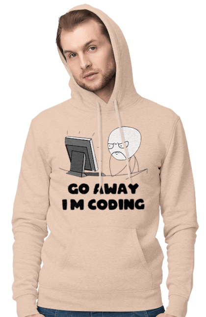 Чоловіче худі з принтом "Іди Я кодую". Айті, айтішник, для айтішника, для програміста, йди я кодую, майстер коду, подарунок айтішнику, подарунок програмісту, програміст, розробник. 2070702