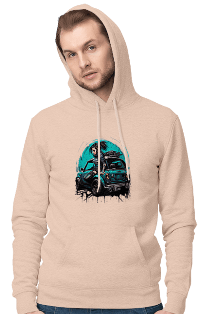 Men`s hoodie with prints Cyberpunk girl. Art, cyberpunk, games, girls, graphics, picture. 2070702