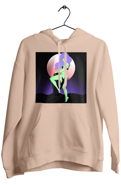 Чоловіче худі з принтом "Зелена Дівчина І Місяць". Інопланетянка, місяць. 2070702