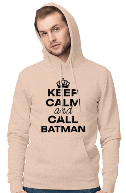Чоловіче худі з принтом "Keep Calm and Call Batman чорна". Бетмен, з написами, зберігай спокій, меми, популярні, прикольні. 2070702