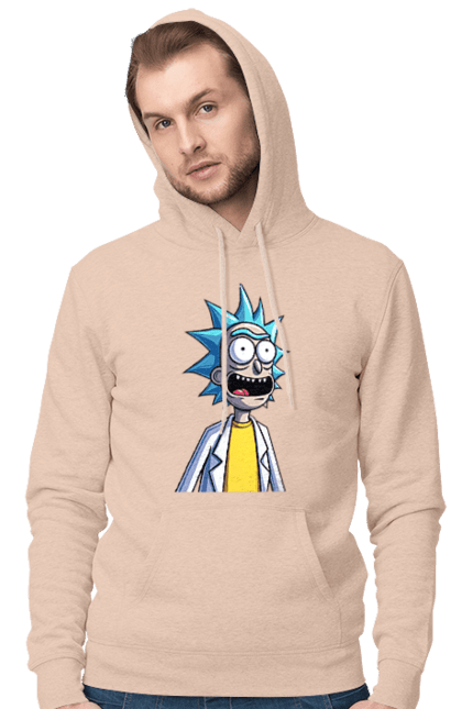 Мужское худи с принтом Рик и Морти. Rick and morty, мультфильм, научная фантастика, приключения, рик, рик и морти, сериал. 2070702