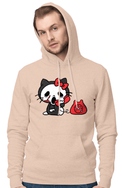 Чоловіче худі з принтом "Хелло Кітті Хелловін". Halloween, hello kitty, бренд, кіт, кошеня, персонаж, хелло кітті, хелловін. 2070702