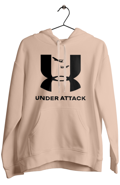 Чоловіче худі з принтом "Under Attack black". Андер армор, бренди, гумор, приколи, прикольні, ундер армор. 2070702