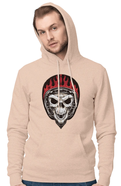 Skull in a motorcycle helmet