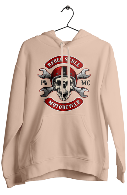 Men`s hoodie with prints skull motorist. Amateur, helmet, motorcycle, skull. 2070702