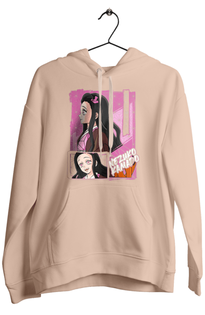 Men`s hoodie with prints Demon Slayer Nezuko. Anime, demon slayer, kimetsu no yaiba, manga, nezuko, serial. 2070702
