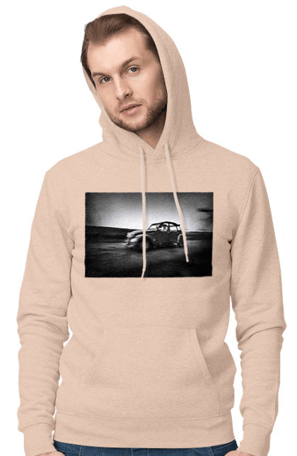 Чоловіче худі з принтом "Ретро машина чб". Авто, ретро, ретро машина, чорно біла машина. 2070702