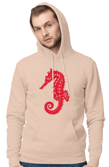 Чоловіче худі з принтом "Морський коник". Відпочинок, квіти, літні канікули, літо, море, морський коник, морські жителі. 2070702