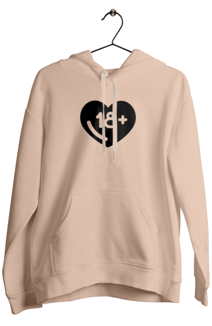 Men`s hoodie with prints 18+. 18+, black, heart, prohibition, sex. 2070702
