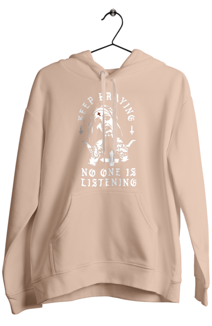 Men`s hoodie with prints Keep praying no one is listening. Cool, fak, fashionable, is listening, keep praying, no one, nun, stylish. 2070702