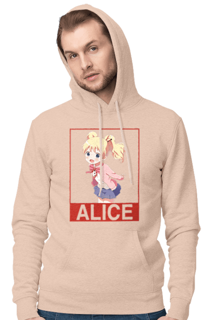 Men's hoodie with prints Kiniro Mosaic Alice Cartelet. Alice, alice cartelet, anime, gold mosaic, kiniro mosaic, kinmoza, manga. 2070702