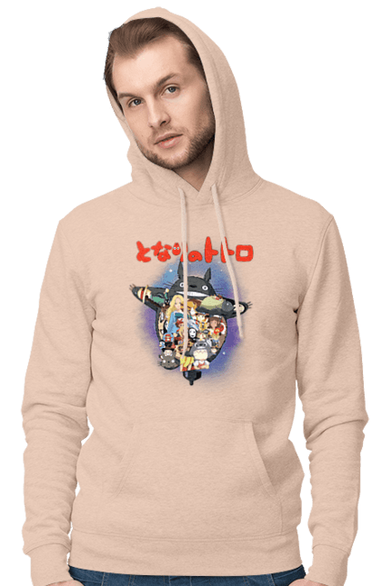 Men's hoodie with prints Totoro. Adventures, anime, comedy drama, fantasy, film, my neighbor totoro, tv series. 2070702