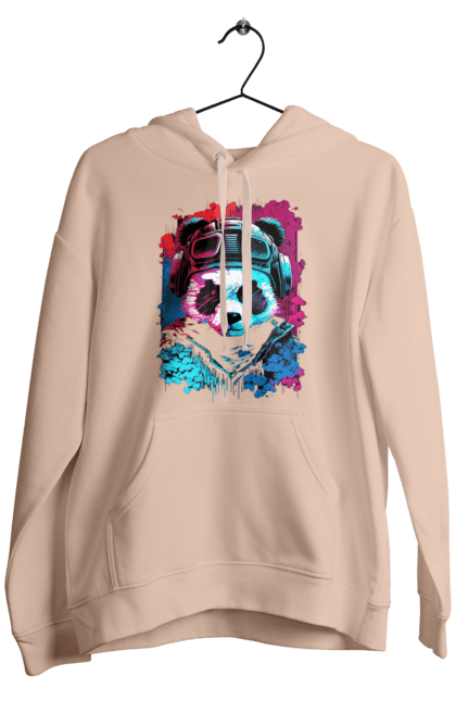 Men`s hoodie with prints Panda in VR Helmet. Character, geek, helmet, panda, virtual reality. 2070702