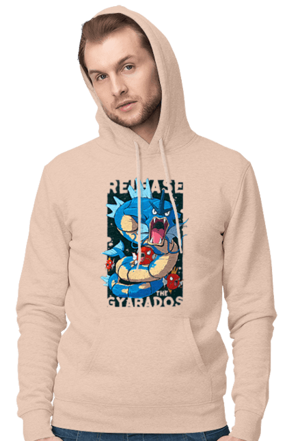 Men's hoodie with prints Pokemon Gyarados. Anime, games, gyarados, nintendo, pokemon, pokemon go. 2070702