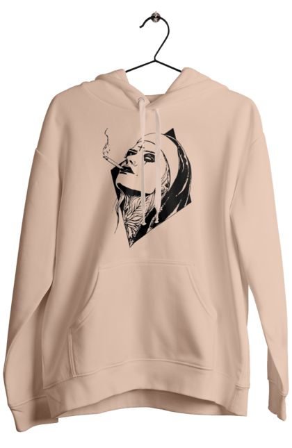 Men`s hoodie with prints Nun. Cigarettes, cool, girl, tattoo. 2070702