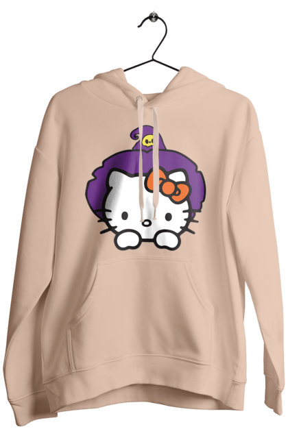 Чоловіче худі з принтом "Хелло Кітті Хелловін". Halloween, hello kitty, witch, бренд, відьма, кіт, кошеня, персонаж, хелло кітті, хелловін. 2070702