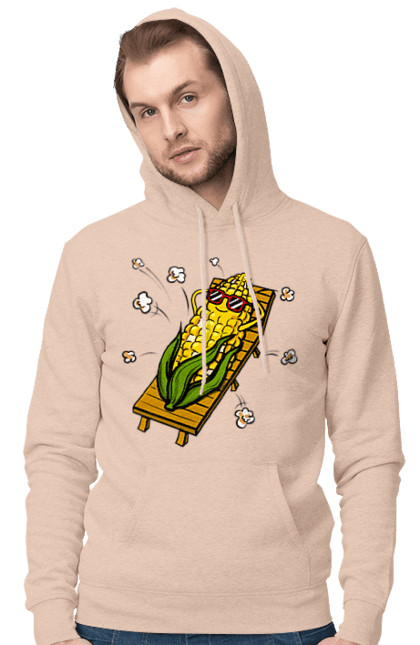 Чоловіче худі з принтом "Кукурудза Загоряє На Лежаках". Кукурудза, лежак, попкорн. 2070702