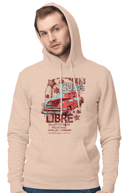Чоловіче худі з принтом "Куба, Машина". Куба, машина, ретро. 2070702