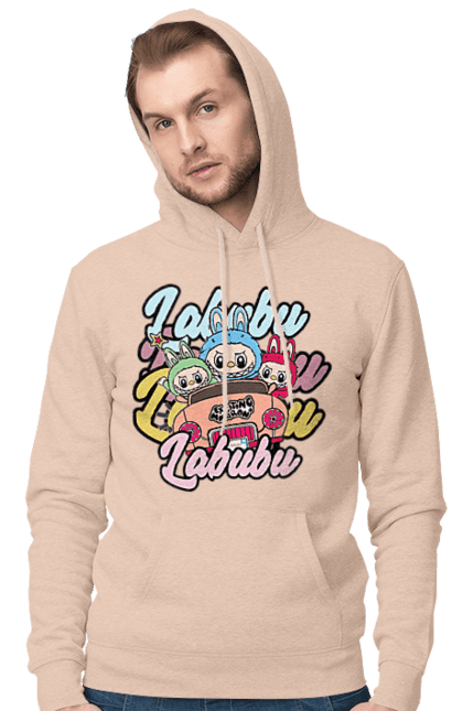 Чоловіче худі з принтом "Лабубу". Іграшка лабубу, лабубу, лабубу кока кола, мерч лабубу, мила, рожева лабубу, смішна лабубу. 2070702