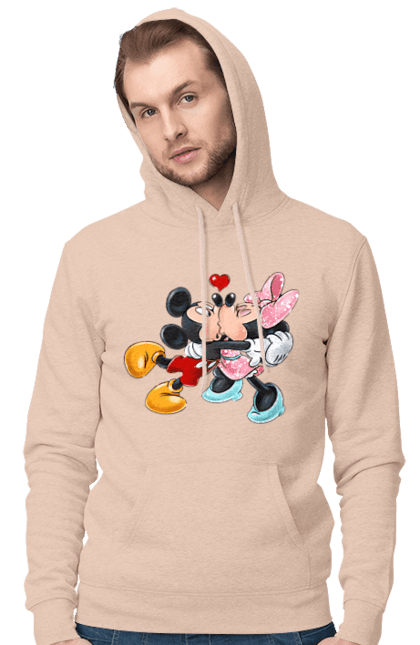 Чоловіче худі з принтом "Міккі Маус та Мінні Маус". Mickey mouse, minnie mouse, дісней, міккі, міккі маус, мінні маус, мультфільм. 2070702