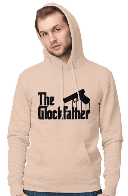 Чоловіче худі з принтом "The GlockFather". Gangster, glockfather, godfather, godfather reference, вогнепальна зброя, гангстер, глок, зброя, пістолет, пістолет. 2070702