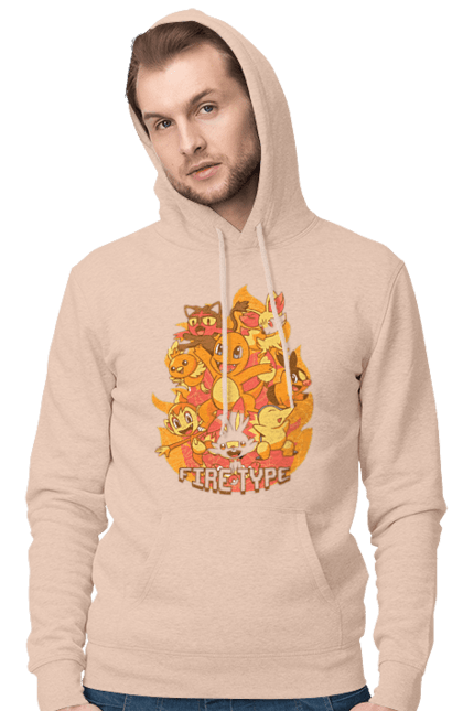 Men's hoodie with prints Pokemon Charmander. Anime, charmander, games, nintendo, pokemon, pokemon go. 2070702