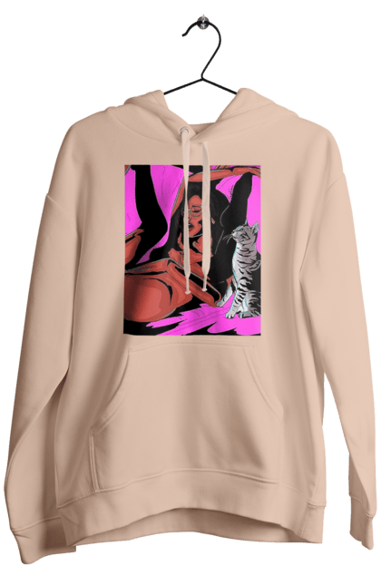 Чоловіче худі з принтом "Дівчина Отримує Задоволення". Гола, задоволення, кішка, пристрасть. 2070702