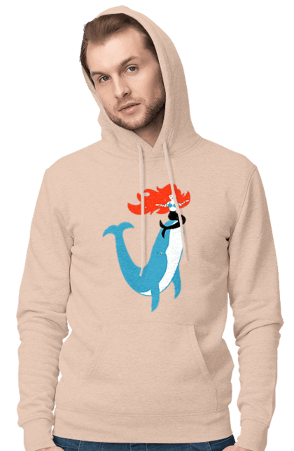 Чоловіче худі з принтом "Русалка І Кит". Кит, море, русалка. 2070702