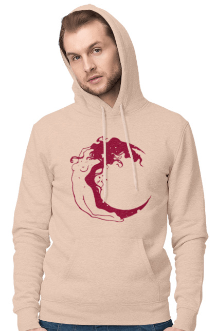 Men`s hoodie with prints Moon girl. Cosmic, girl, moon, space, stars. 2070702