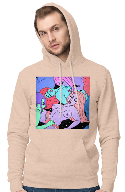 Чоловіче худі з принтом "Дівчата Інопланетянки". Дівчата, інопланетянки, космос, різнокольорові. 2070702