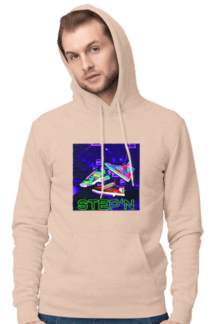 Men`s hoodie with prints Step`n. Crypt, cryptocurrencies, nft, nft sneakers, solana, stepn, virtual crosses. 2070702