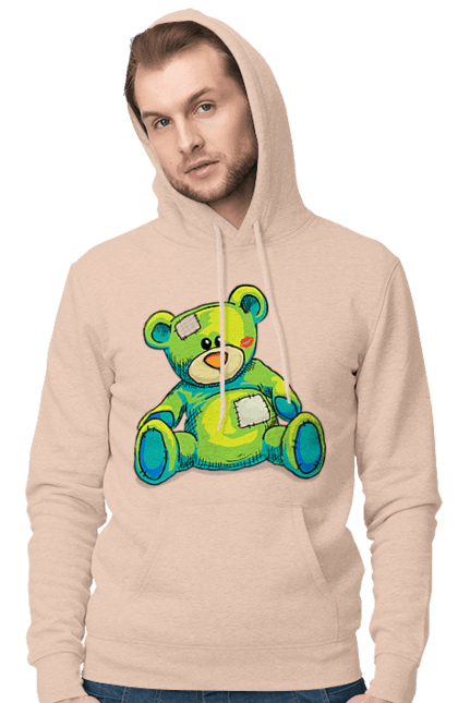 Мужское худи с принтом Плюшевый мишка. Cute, kisses, patches, teddy, teddy bear, vintage, игрушка, мишка, плюшевый мишка, подарок. 2070702