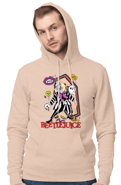 Men's hoodie with prints Beetlejuice. Beetlejuice, comedy, ghost, horror, movie, tim burton, warner bros. 2070702