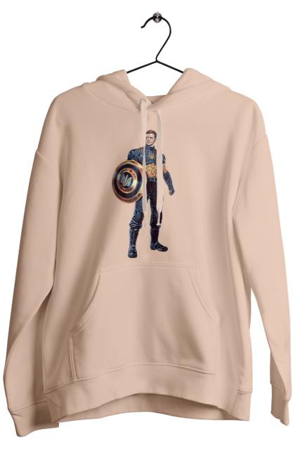 Чоловіче худі з принтом "Капітан Україна Зеленський арт". Володимир зеленський, зеленський, капітан америка, капітан україна, україна. 2070702