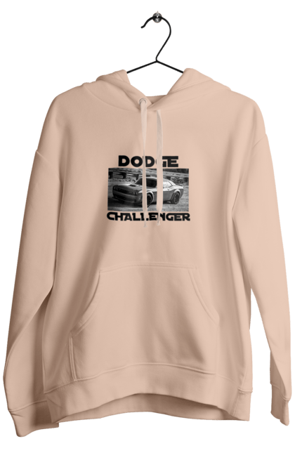Men`s hoodie with prints Dodge challenger. An american legend, auto, car, classic car, cult car, dodge challenger, powerful car, zhmasl kar. 2070702
