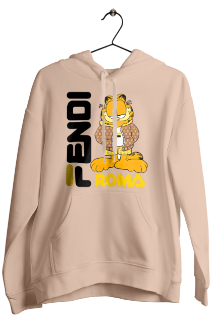 Мужское худи с принтом Fendi Гарфилд. Fendi, garfield, бренд, гарфилд, дом моды, италия, люкс, мода, сумка, фенди. 2070702